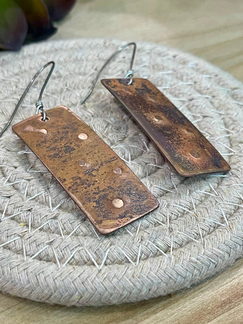 Vintage Handmade Copper Dangle Earrings