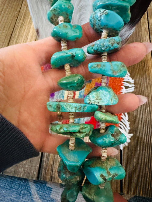 Old Pawn Handcrafted Turquoise & Heishi Beaded 33” Necklace
