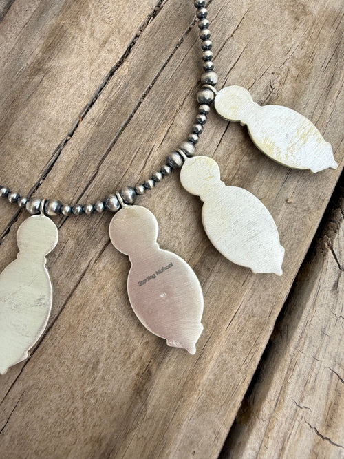 Handmade Sterling Silver Number 8 Turquoise Beaded Necklace with Signed Nizhoni