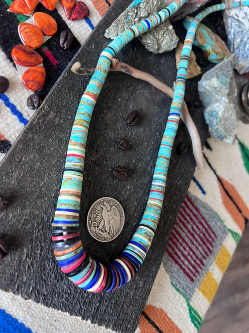 Ronald Chavez Handcrafted Multistone Heishi Beaded Santo Domingo Necklace