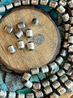 Handmade Stamped Sterling Silver Barrel Beads, High Noon