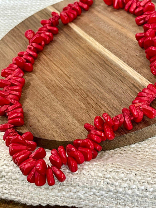 Vintage Handmade Red Beaded Necklace