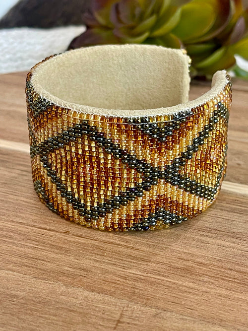 Vintage Handmade Beaded Bracelet Cuff