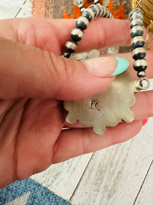 Navajo Sterling Silver & Turquoise Cluster Beaded Necklace