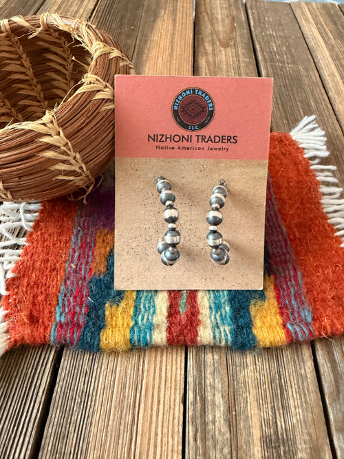 Handcrafted Sterling Silver Pearl Beaded Hoop Earrings