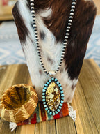 Handcrafted Turquoise & Sterling Silver Cluster Beaded Necklace by Sheila Becenti