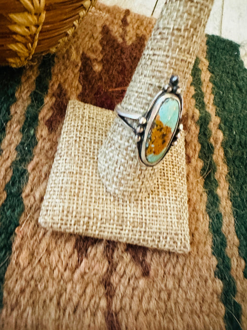 Old Pawn Navajo Sterling Silver & Turquoise Ring Size 9.25