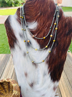Handcrafted Bumblebee and Sterling Silver Pearl Beaded Necklace