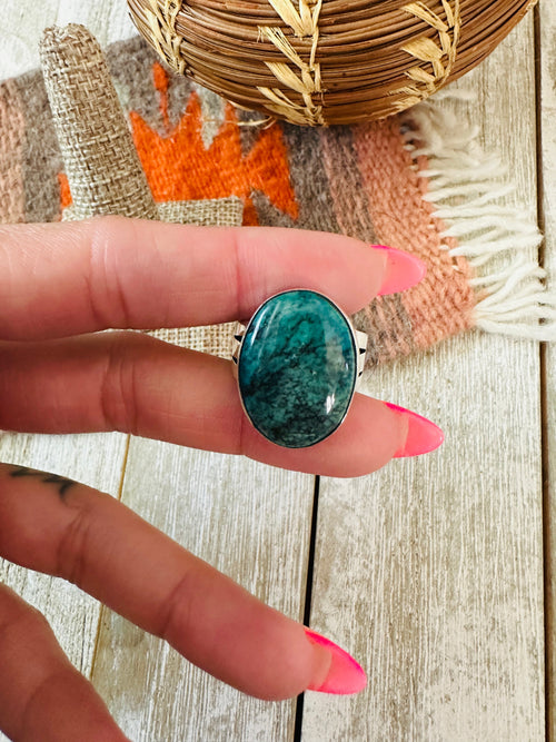 Old Pawn Navajo Sterling Silver & Turquoise Ring Size 8