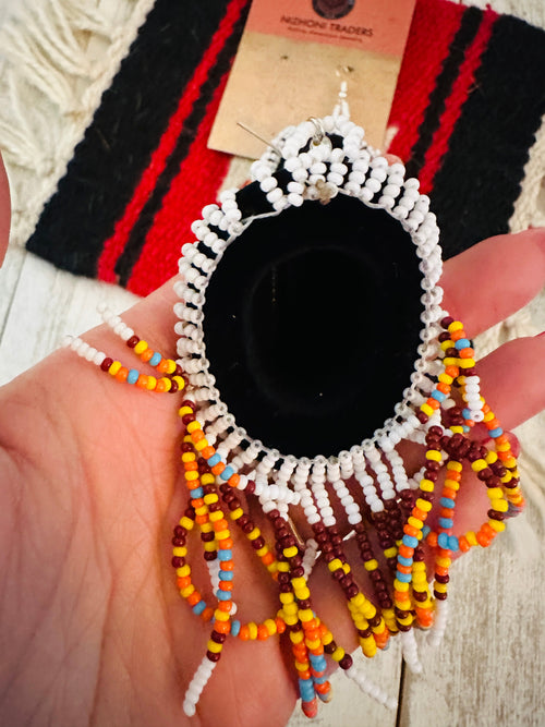 Navajo Beaded Cowboy Hat Dangle Earrings