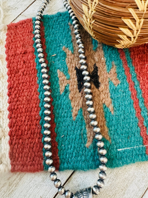 Navajo Sterling Silver & Sonoran Gold Turquoise Beaded Naja Necklace