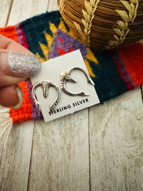 Handcrafted Sterling Silver Pearl Naja Stud Earrings