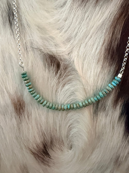 Handmade Sterling Silver & Turquoise Beaded Necklace
