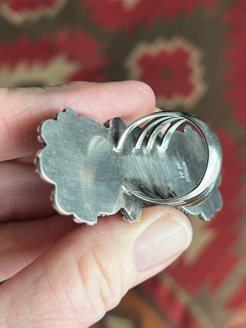 Apache Sterling Silver, Egyptian Turquoise and Indian Head Penny Ring by Rosella Paxson: Size 9