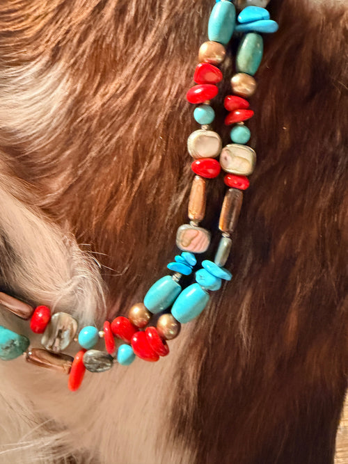 Handcrafted Multi Stone 34” Beaded Necklace