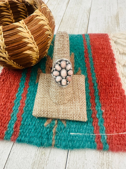 Old Pawn Navajo Sterling Silver & Mother of Pearl Ring Size 8.75