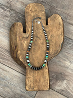 Navajo Made Electric Rainbow Sterling Silver, Turquoise and Spiny Oyster Single Strand Beaded Necklace by Rose Martin, 18 + 2 Inches