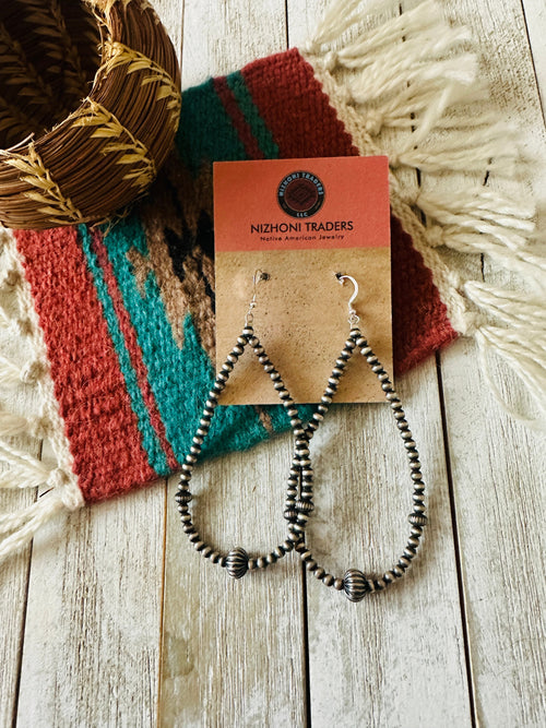 Handcrafted Sterling Silver Pearl Beaded Hoop Earrings