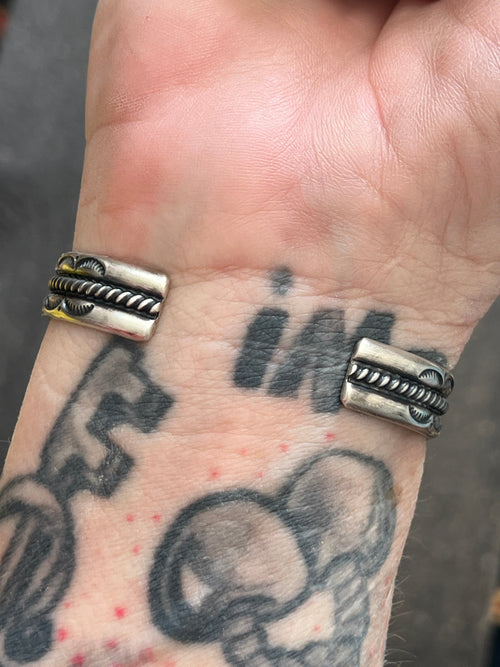 Handcrafted Sterling Silver, Sonoran Turquoise and Spiny Oyster Shell Cluster Cuff Bracelet by Diane Wylie /