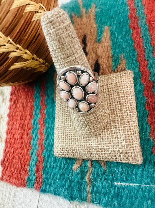 Old Pawn Navajo Sterling Silver & Mother of Pearl Ring Size 8.75