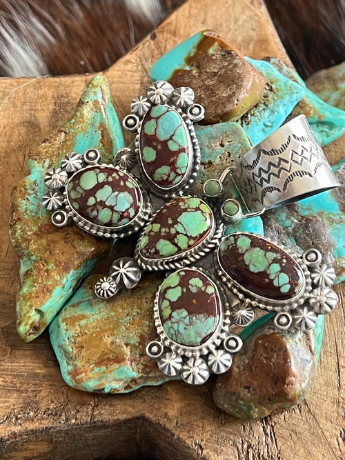 Apache Sterling Silver and Egyptian Turquoise Butterfly Pendant by Rosella Paxson
