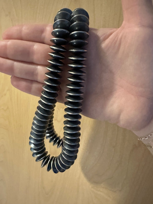 Handmade Sterling Silver 12mm Beaded Saucer Necklace 24” By Dan Dodson