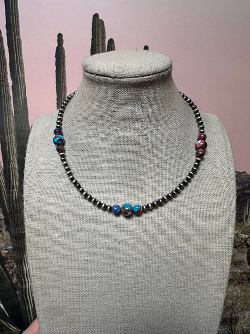 Handmade Pink Dream & Sterling Silver Beaded Necklace 14-16 inch