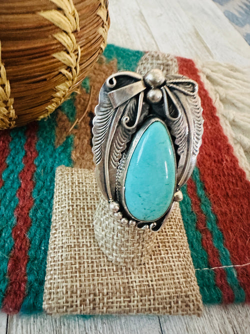 Old Pawn Navajo Sterling Silver & Turquoise Ring Size 7