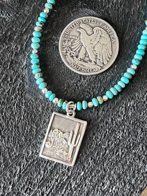 Tularosa Beaded Sterling Silver and Turquoise Desert Charm Layering Necklace