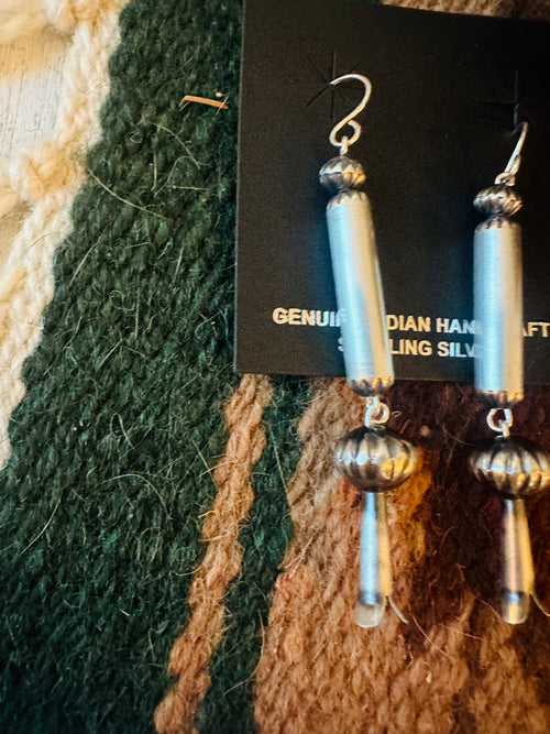 Handcrafted Sterling Silver Beaded Blossom Dangle Earrings