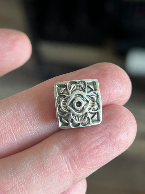 Sterling Silver Mini Concho Slide, Lucky