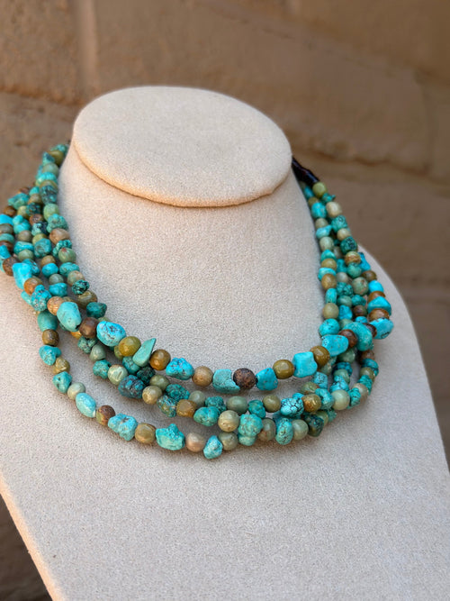 Old Pawn Kingman Turquoise Navajo Beaded Necklace