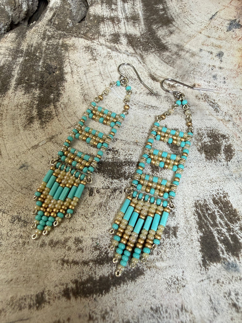 “The Golden Collection” Canyon Breeze Handmade Multi Color Beaded Earrings