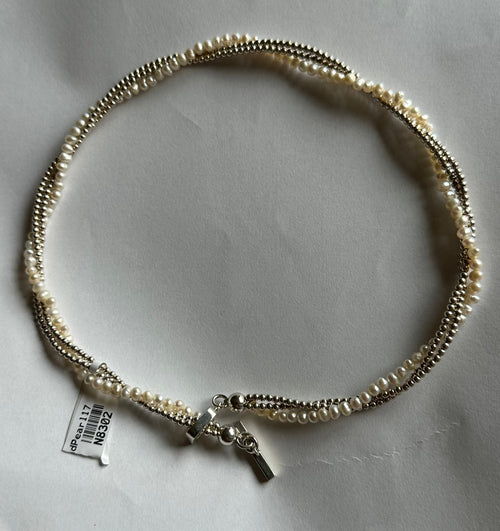 Triple Strand Beads & Pearls Necklace