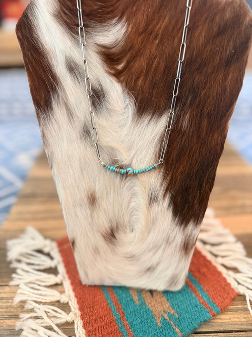 Handmade Sterling Silver, Turquoise & Spice Beaded Necklace