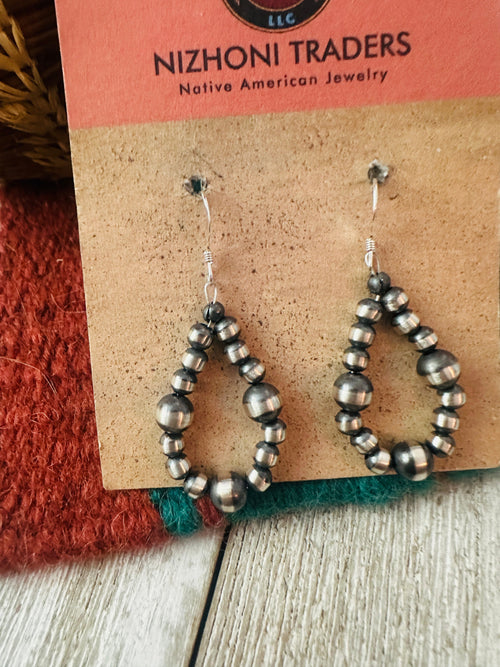 Handcrafted Sterling Silver Beaded Dangle Hoop Earrings