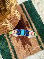 Handcrafted Old Pawn Multi Stone & Sterling Silver Cuff Bracelet by Daniel Mike