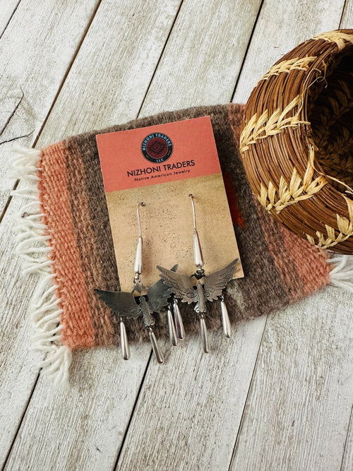 Old Pawn Navajo Sterling Silver Thunderbird Dangle Earrings