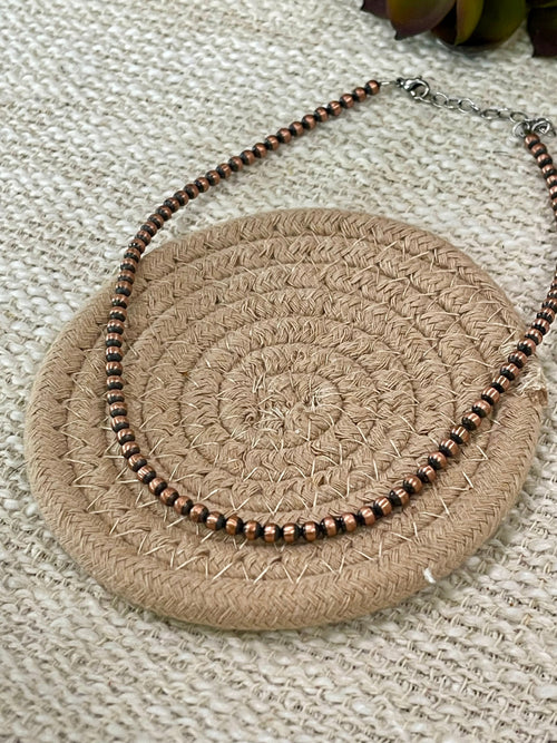 Handmade Copper 14” 4mm Beaded Necklace