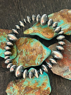 Vinita Cowboy Handcrafted Sterling Silver Stretch 6mm to 12mm Beaded Bracelet