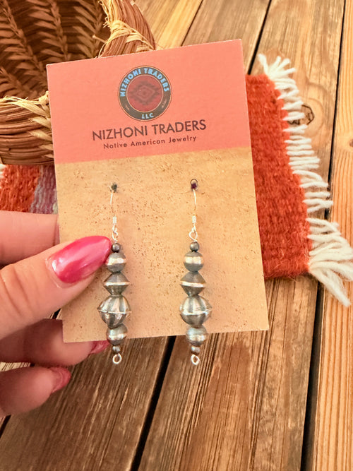 Handcrafted Sterling Silver Pearl Beaded Dangle Earrings