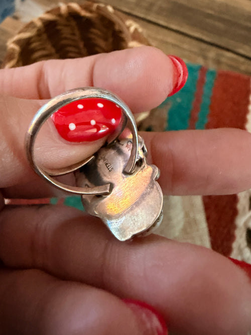Old Pawn Handcrafted Mother of Pearl & Sterling Silver Ring Size 6