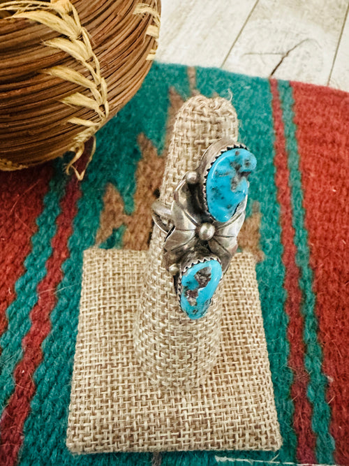 Old Pawn Navajo Sterling Silver & Turquoise Ring Size 6