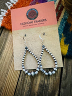 Handcrafted Freshwater Pearl & Sterling Silver Pearl Beaded Dangle Hoop Earrings