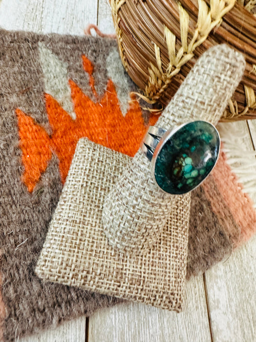 Old Pawn Navajo Sterling Silver & Turquoise Ring Size 7