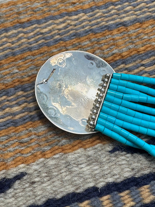 Old Pawn Navajo Sterling Silver Beaded Tassel Earrings