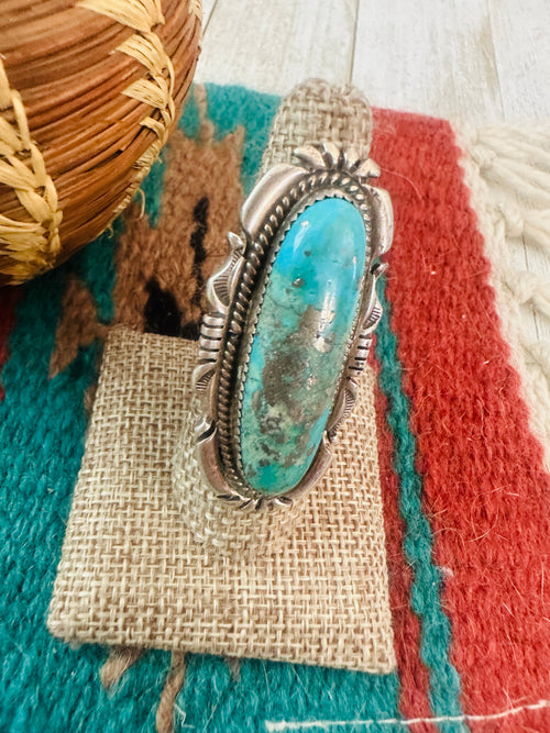 Old Pawn Navajo Sterling Silver & Turquoise Ring Size 7.5 by Jon McCray
