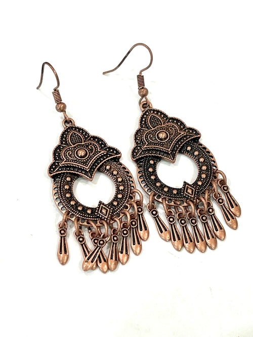 Vintage Handmade Copper Dangle Earrings