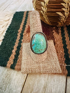 Old Pawn Handcrafted Turquoise & Sterling Silver Ring Size 9.75