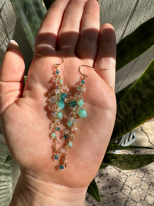 “The Golden Collection” Chandeleir Handmade Gold Plated Beaded Earrings